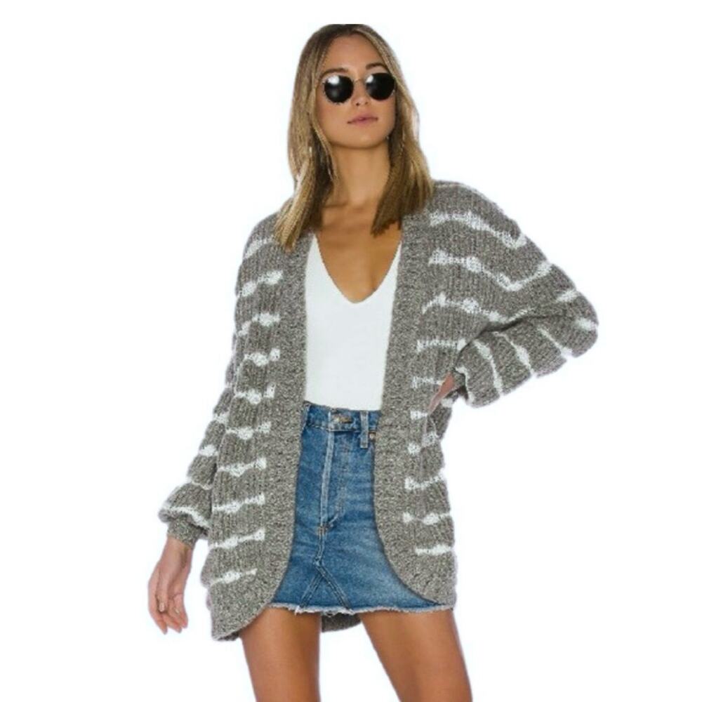 Tularosa Gray Carmine Chunky Knit Open Cardigan Sweater Jacket Lined M